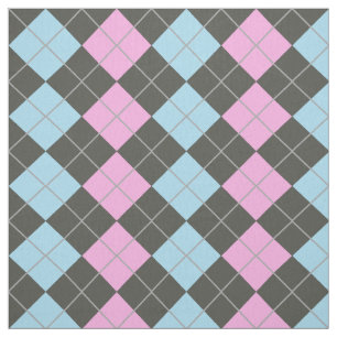 Tecido Teste padrão cor-de-rosa e azul de Argyle
