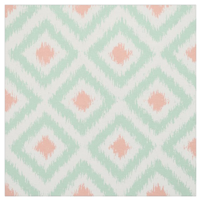Tecido Teste padrão coral dos diamantes de Ikat da (Modelo)