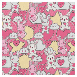 Tecido Teste padrão da criança de Kawaii com Doodles