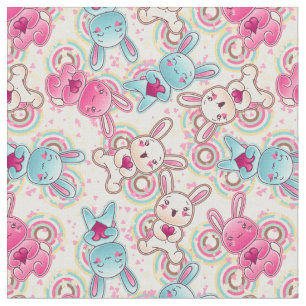 Tecido Teste padrão da criança de Kawaii com Doodles
