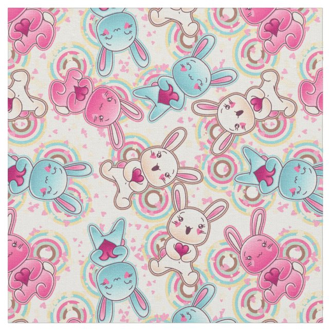 Tecido Teste padrão da criança de Kawaii com Doodles (Detalhe)