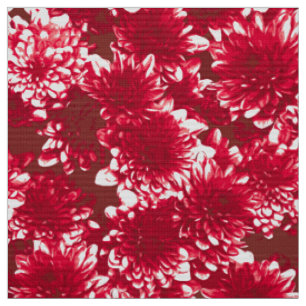 Tecido Teste padrão da dália, obscuridade - vermelho e