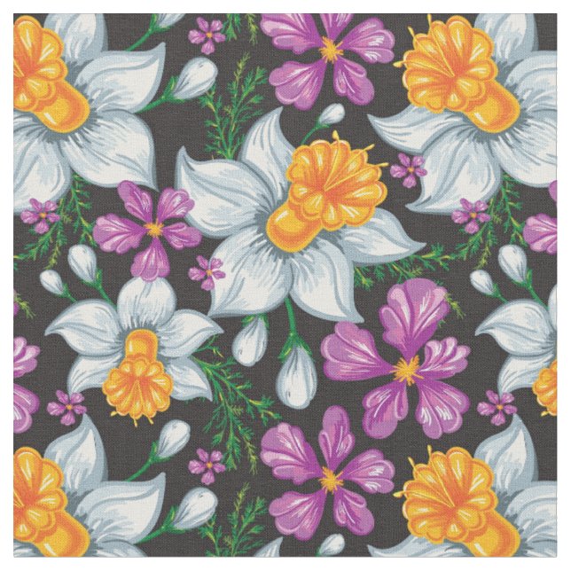 Tecido Teste padrão da elegância com flores 2 do narciso (Detalhe)