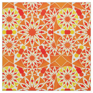 Tecido Teste padrão da mandala, alaranjado e Dourado