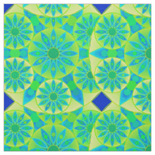 Tecido Teste padrão da mandala, turquesa, azul, verde
