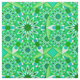 Tecido Teste padrão da mandala, verde esmeralda e pavão