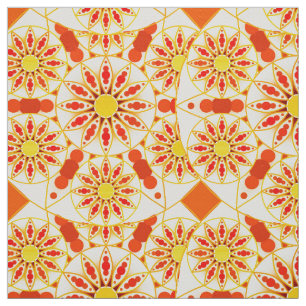 Tecido Teste padrão da mandala, vermelho de tijolo,