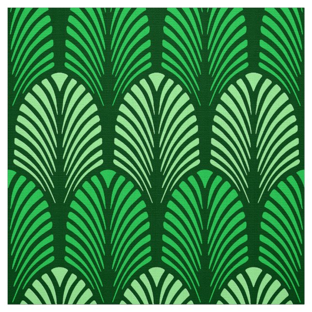 Tecido Teste padrão da pena do art deco, verde esmeralda (Modelo)