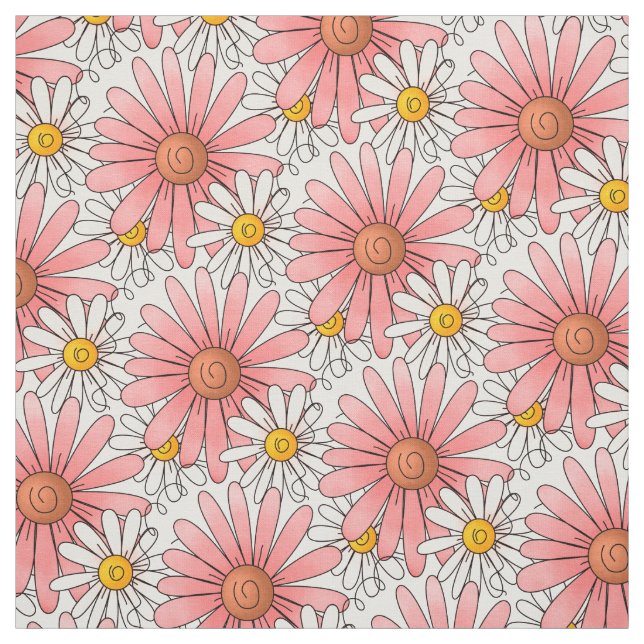 Tecido Teste padrão das margaridas cor-de-rosa e brancas (Modelo)