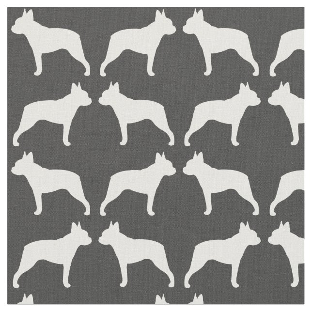 Tecido Teste padrão das silhuetas de Boston Terrier (Detalhe)