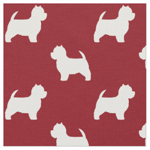 Tecido Teste padrão das silhuetas de Terrier branco de
