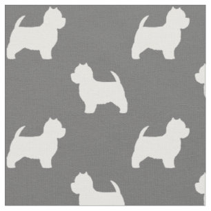 Tecido Teste padrão das silhuetas de Terrier branco de