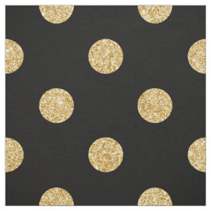 Tecido Teste padrão de bolinhas preto e Dourado elegante