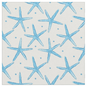 Tecido Teste padrão de estrelas azul do mar da aguarela