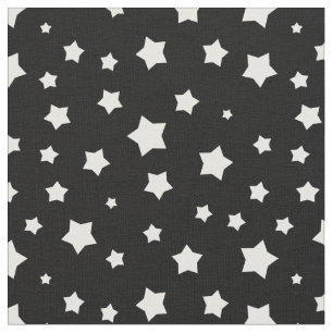 Tecido Teste padrão de estrelas preto e branco