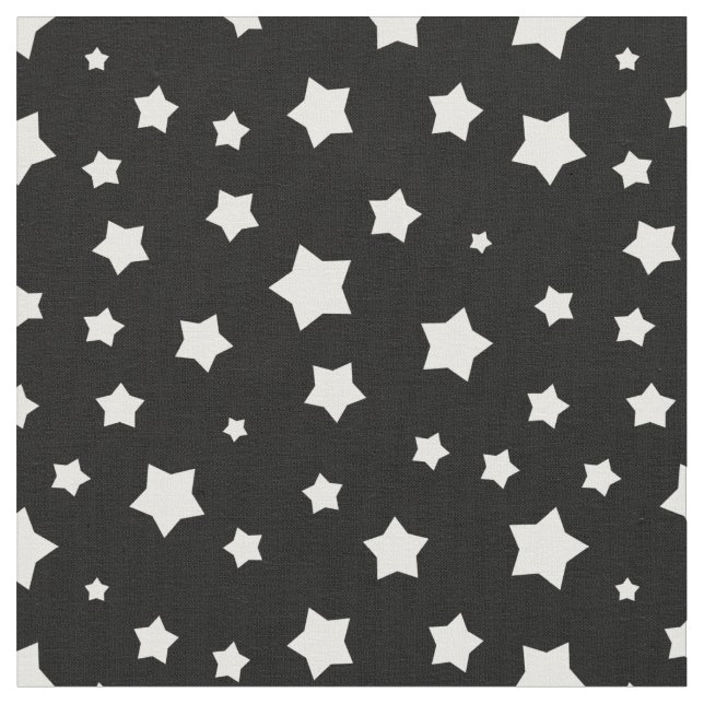 Tecido Teste padrão de estrelas preto e branco (Detalhe)