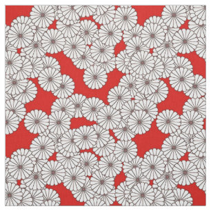 Tecido Teste padrão de flor do art deco - branco no