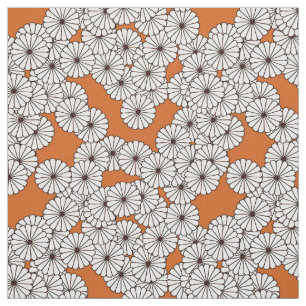 Tecido Teste padrão de flor do art deco - creme na