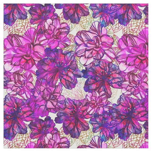 Tecido Teste padrão de flores abstrato do rosa e do roxo (Detalhe)