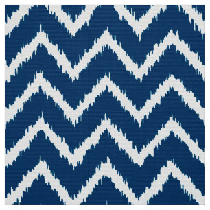 Tecido Teste padrão de Ikat Chevron - azuis marinhos e