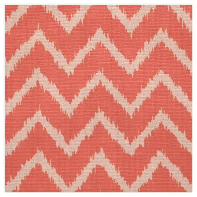 Tecido Teste padrão de Ikat Chevron - laranja e pêssego (Modelo)