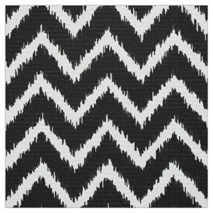 Tecido Teste padrão de Ikat Chevron - preto e branco