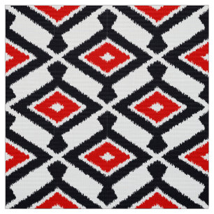 Tecido Teste padrão de Ikat - obscuridade - vermelho,