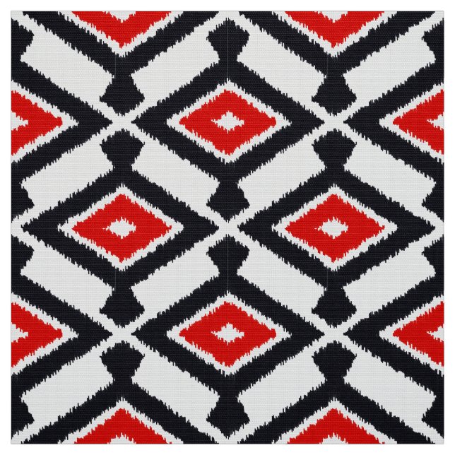 Tecido Teste padrão de Ikat - obscuridade - vermelho, (Modelo)