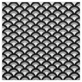 Tecido Teste padrão de onda do art deco - preto e branco