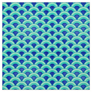 Tecido Teste padrão de onda do art deco - turquesa e