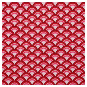 Tecido Teste padrão de onda do art deco - vermelho e