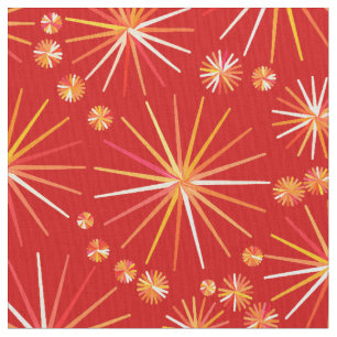 Tecido Teste padrão de Sputnik do meio século, vermelho