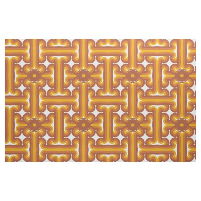 Tecido teste padrão de vime marrom e alaranjado de 70s (Fat Quarter)