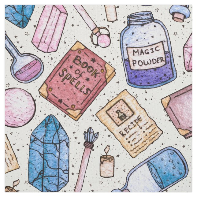 Tecido Teste padrão de Witchy da aguarela (Modelo)