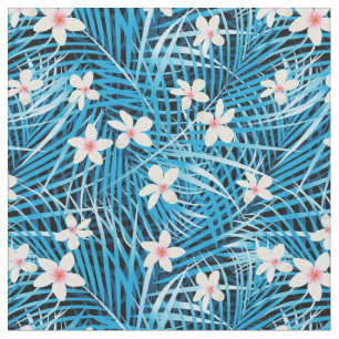 Tecido Teste padrão do azul das folhas de palmeira