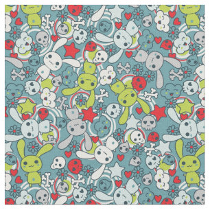 Tecido teste padrão do azul do kawaii