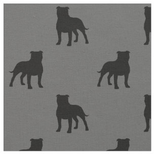 Tecido Teste padrão do cão das silhuetas de Staffordshi