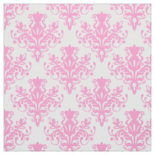 Tecido Teste padrão do damasco 02 - rosa no branco