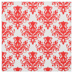 Tecido Teste padrão do damasco 02 - vermelho no branco