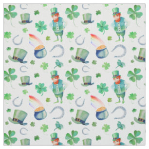Tecido Teste padrão do dia de St Patrick da aguarela