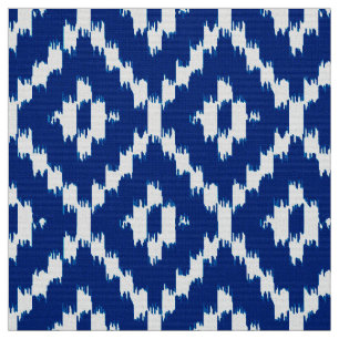 Tecido Teste padrão do diamante de Ikat - azuis cobaltos