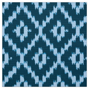Tecido Teste padrão do diamante de Ikat - índigo e azul