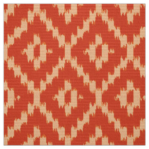 Tecido Teste padrão do diamante de Ikat - o mandarino e