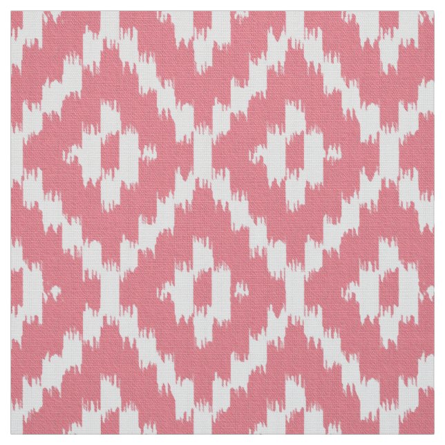 Tecido Teste padrão do diamante de Ikat - rosa e branco (Modelo)