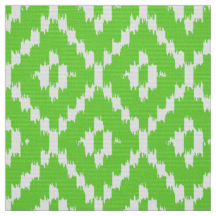 Tecido Teste padrão do diamante de Ikat - verde limão e