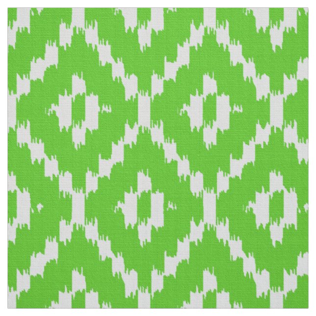 Tecido Teste padrão do diamante de Ikat - verde limão e (Modelo)