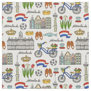 Tecido Teste padrão do Doodle de Netherland