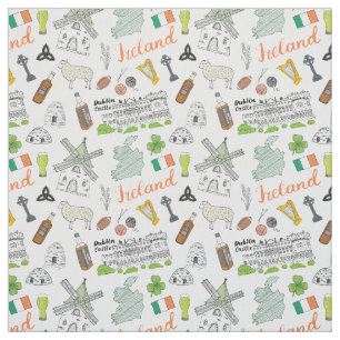 Tecido Teste padrão do Doodle do esboço de Ireland