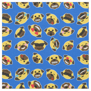 Tecido Teste padrão do Emoticon de Emoji do Pug