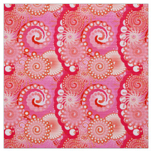 Tecido Teste padrão do redemoinho do Fractal, rosa,